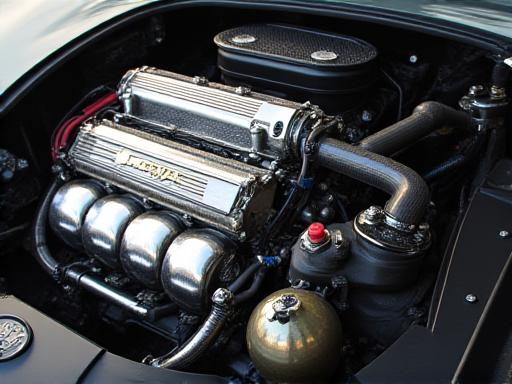Immaculate and finely tuned Jaguar engine bay, showcasing meticulous work